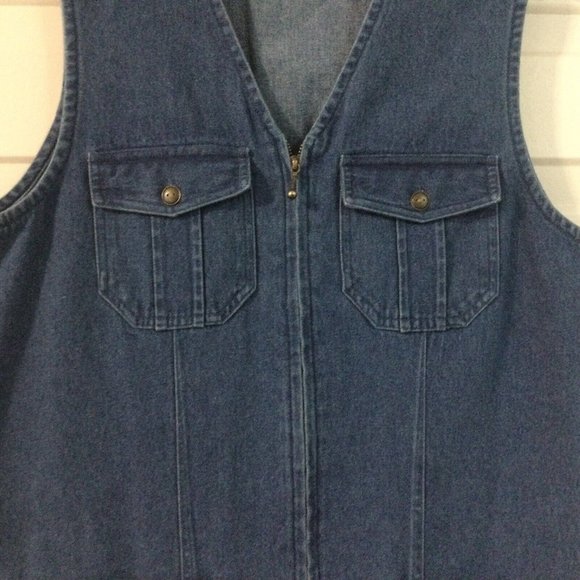 Khaki Rose Blue Denim Zip Up Vest with Pockets S - Picture 3 of 4